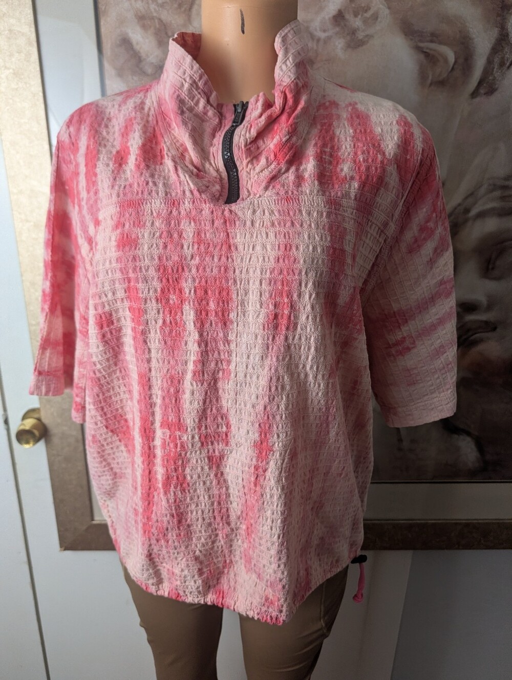 Vintage Ezze Wear Honey-Komb half-zip/quarter-zip pullover Size S/P